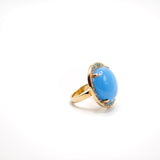 Anello a cupola con resina azzurra e riviere di cristalli acquamarina Amea Luxury