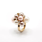 Anello a grappolo con perle bianche e rosa e cristalli Amea Luxury