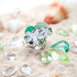 Anello con cristalli color verde smeraldo e resine a forma di conchiglia e stella marina Amea Luxury_2