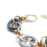 Bracciale maglie tonde martellate con elementi in resina grigio opaco Amea Luxury