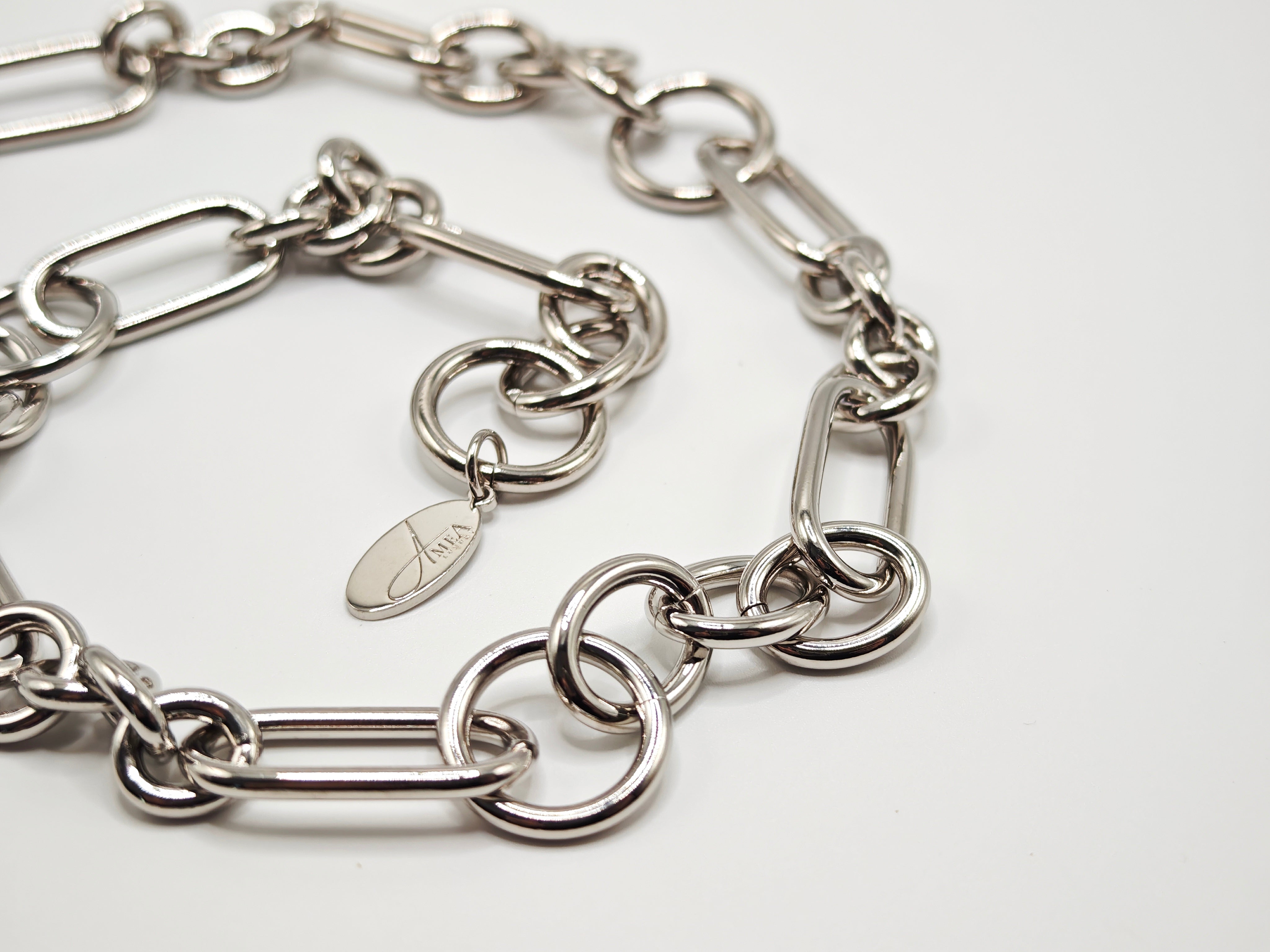 Collana a catena multi maglie tonde e ovali Amea Luxury_2