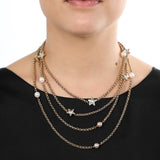 Collana a doppio filo con perle bianche e rose e cristalli a stella Amea Luxury_1