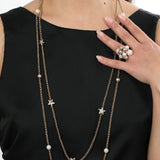 Collana a doppio filo con perle bianche e rose e cristalli a stella Amea Luxury_3