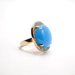 Anello a cupola con resina azzurra e riviere di cristalli acquamarina Amea Luxury_2