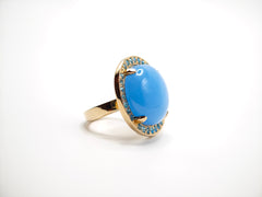 Anello a cupola con resina azzurra e riviere di cristalli acquamarina Amea Luxury_2