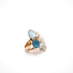 Anello con cristalli color acquamarina e resine a forma di conchiglia e stella marina Amea Luxury_4
