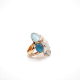 Anello con cristalli color acquamarina e resine a forma di conchiglia e stella marina Amea Luxury_4
