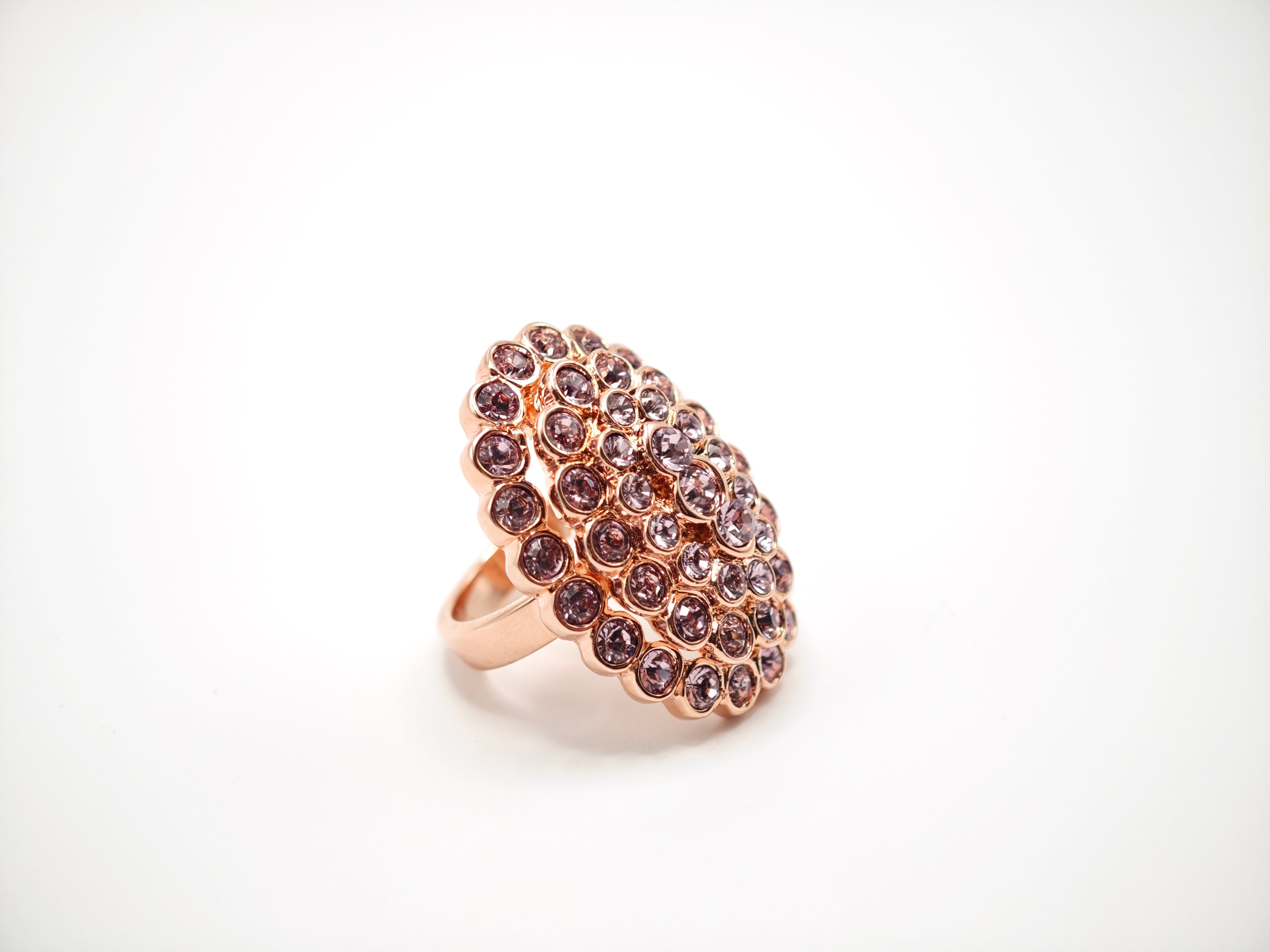 Anello ovale con pavé in cristalli light ametista Amea Luxury