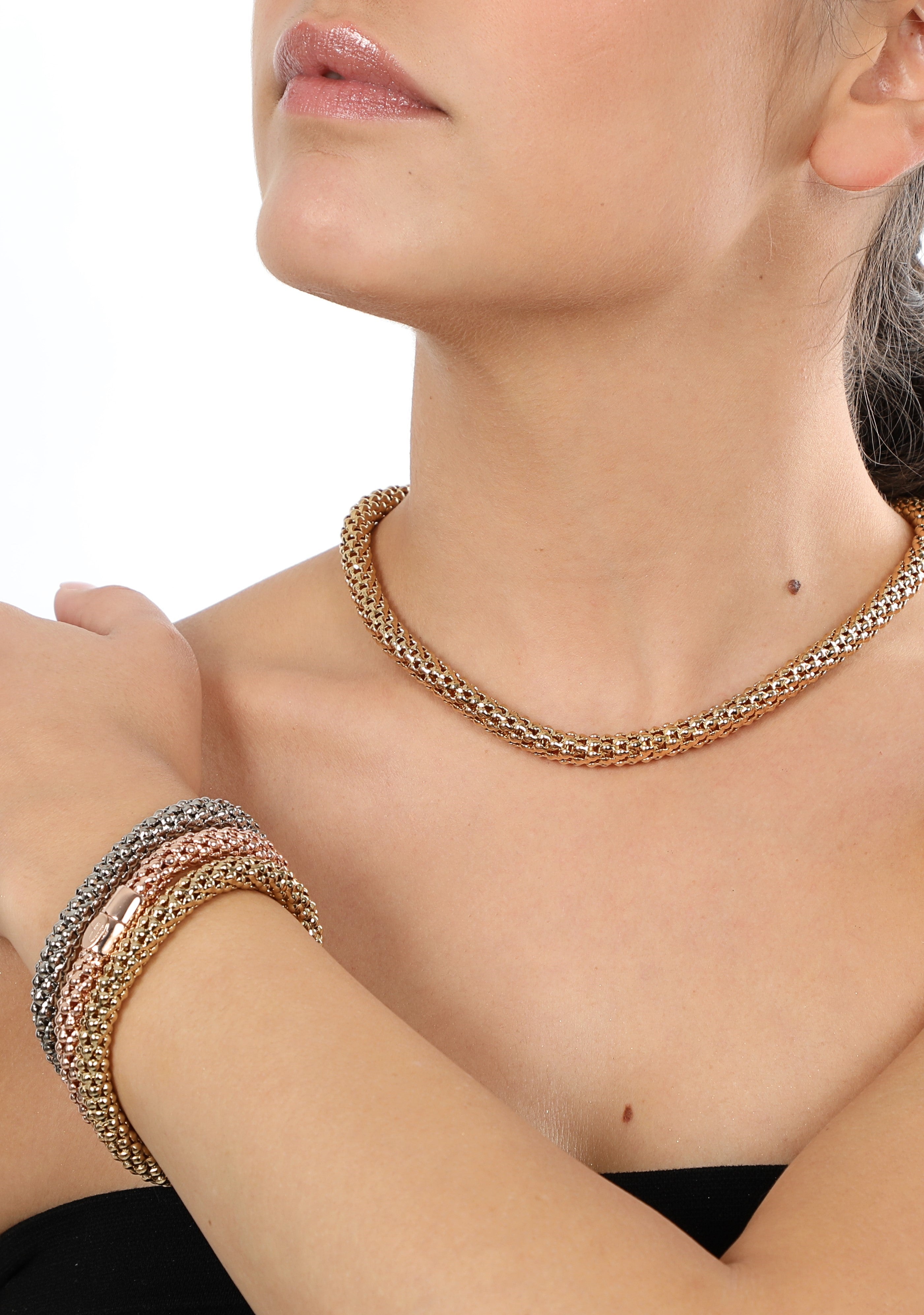 Bracciale a maglia semirigida lucida Amea Luxury
