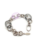 Bracciale maglie tonde martellate con elementi in resina grigio chiaro e violet Amea Luxury_1