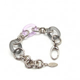 Bracciale maglie tonde martellate con elementi in resina grigio chiaro e violet Amea Luxury_1