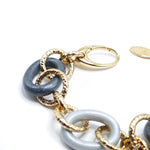 Bracciale maglie tonde martellate con elementi in resina grigio opaco Amea Luxury