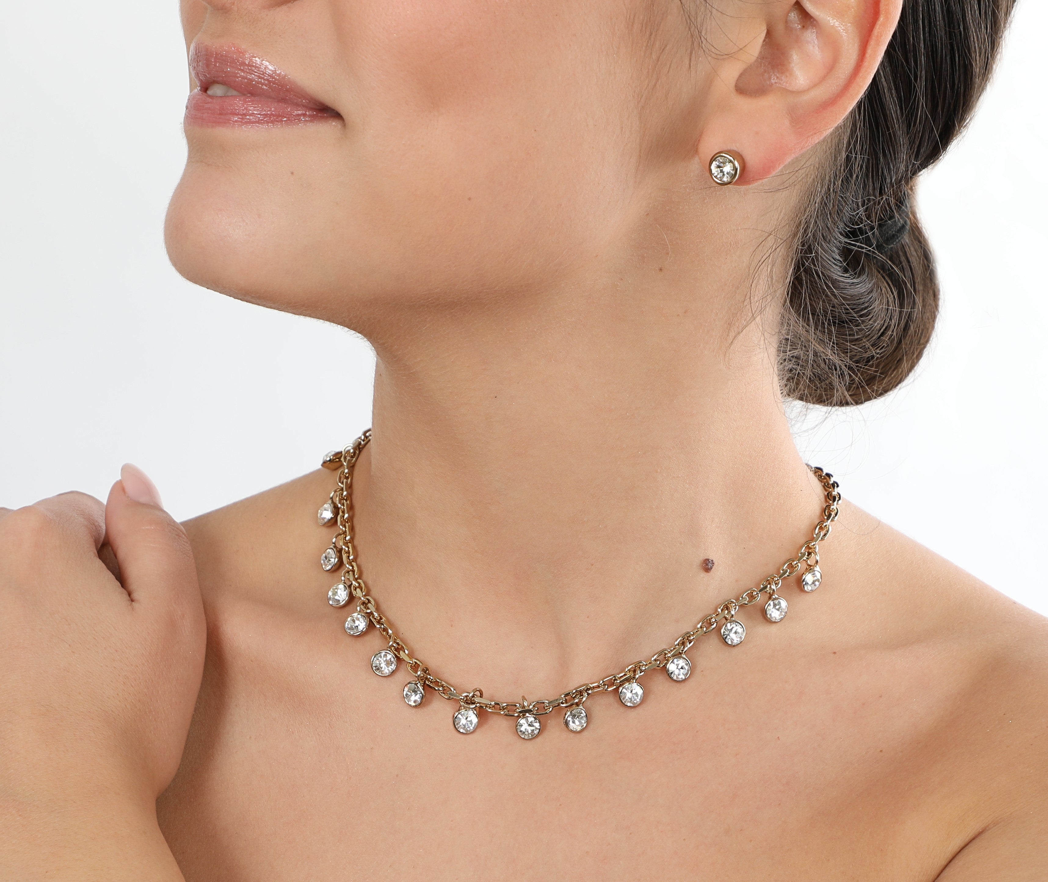 Collana Chandelier con gocce di cristallo Argent Flare Amea Luxury
