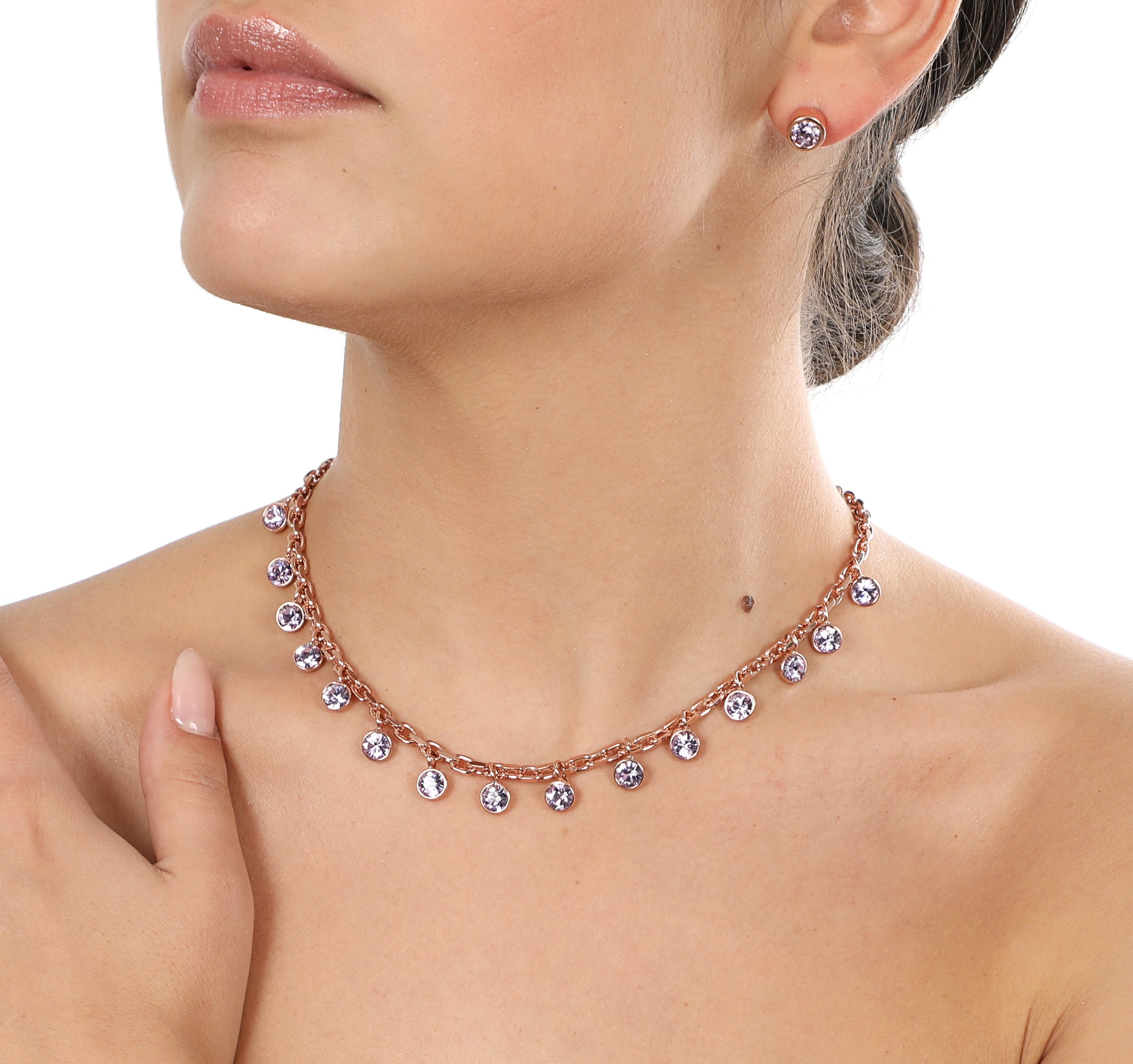 Collana Chandelier con gocce di cristallo Violet Amea Luxury