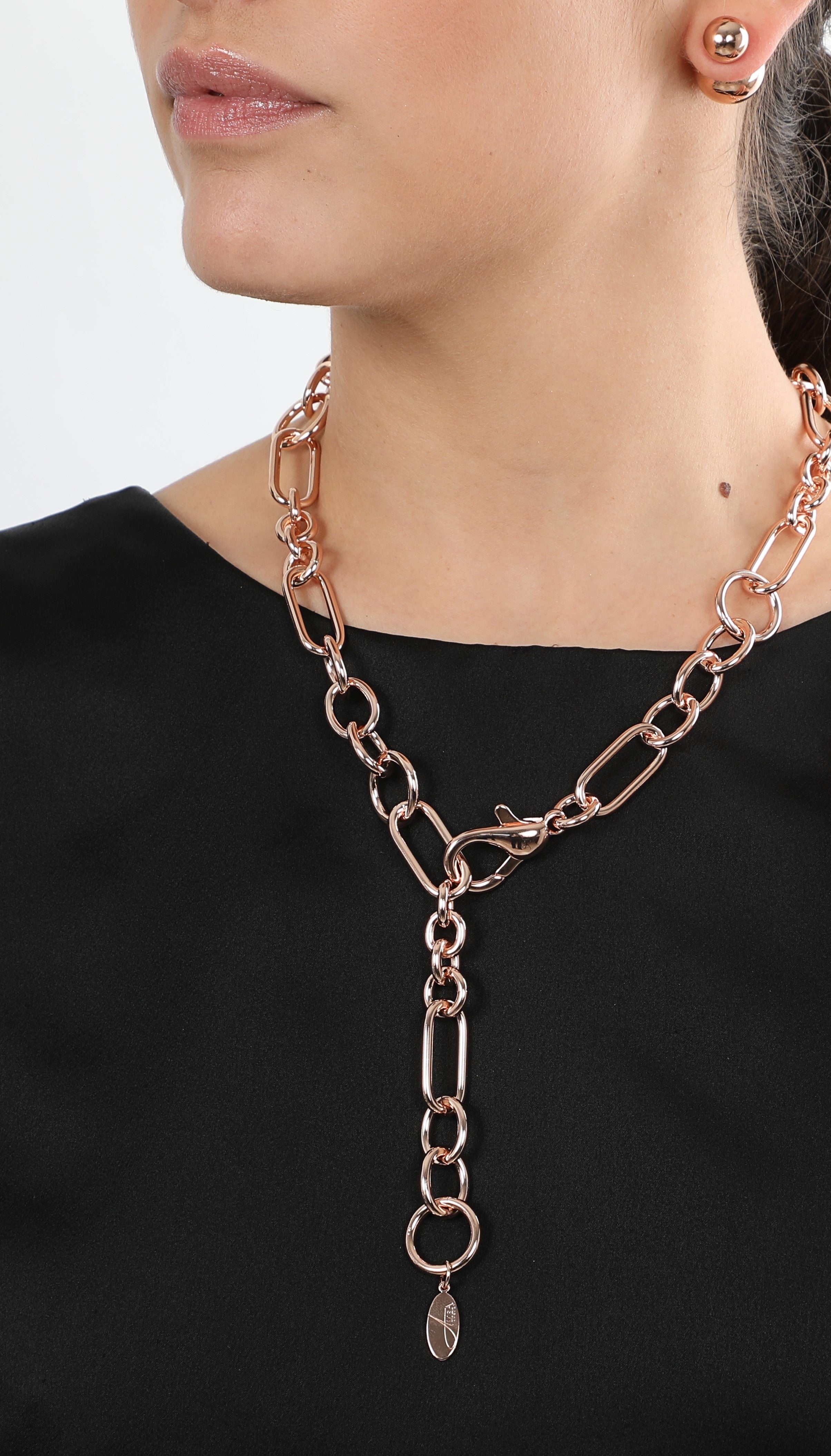 Collana a catena multi maglie tonde e ovali Amea Luxury_1
