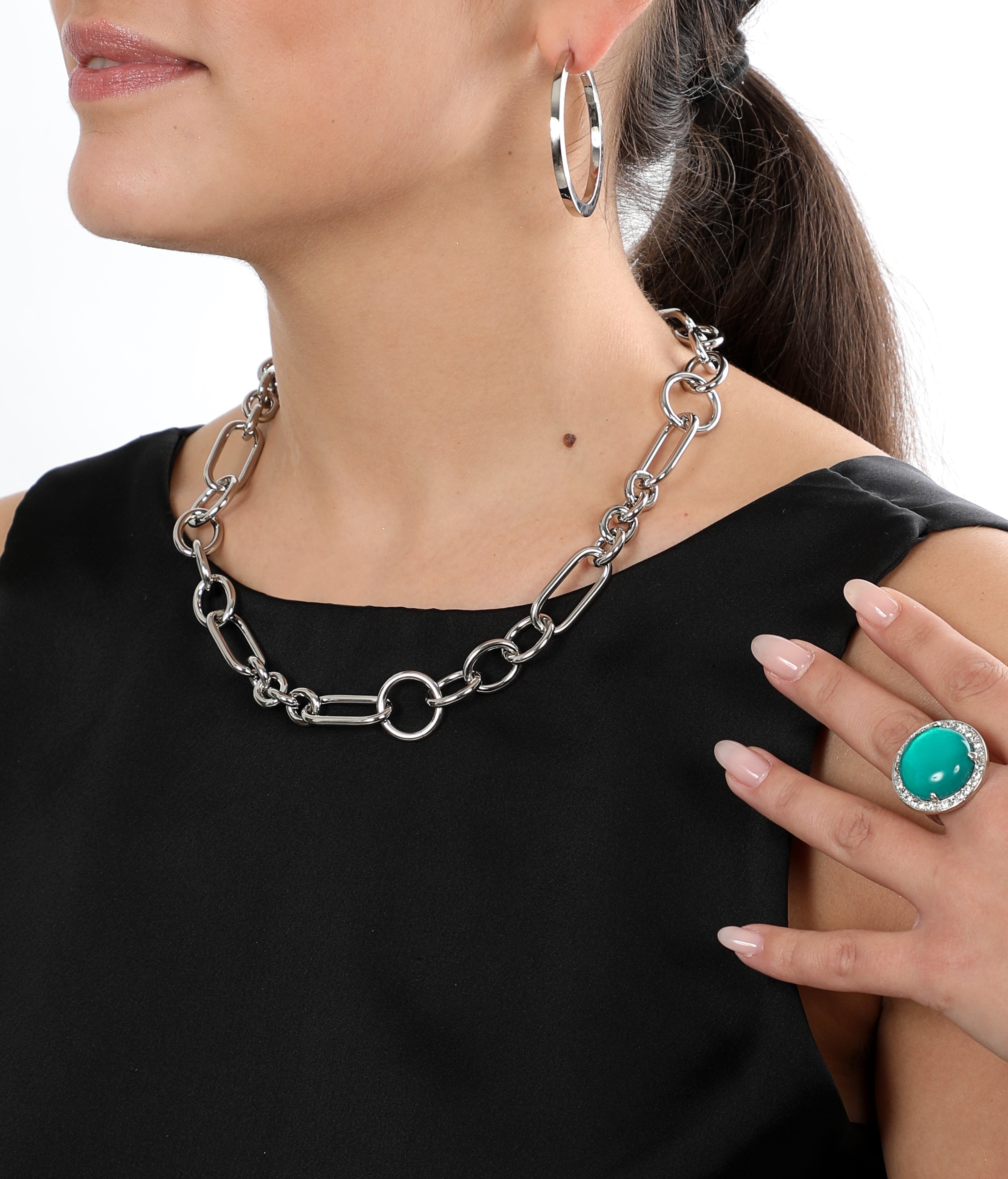 Collana a catena multi maglie tonde e ovali Amea Luxury_3