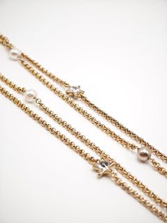 Collana a doppio filo con perle bianche e rose e cristalli a stella Amea Luxury