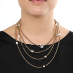Collana a doppio filo con perle bianche e rose e cristalli a stella Amea Luxury_1