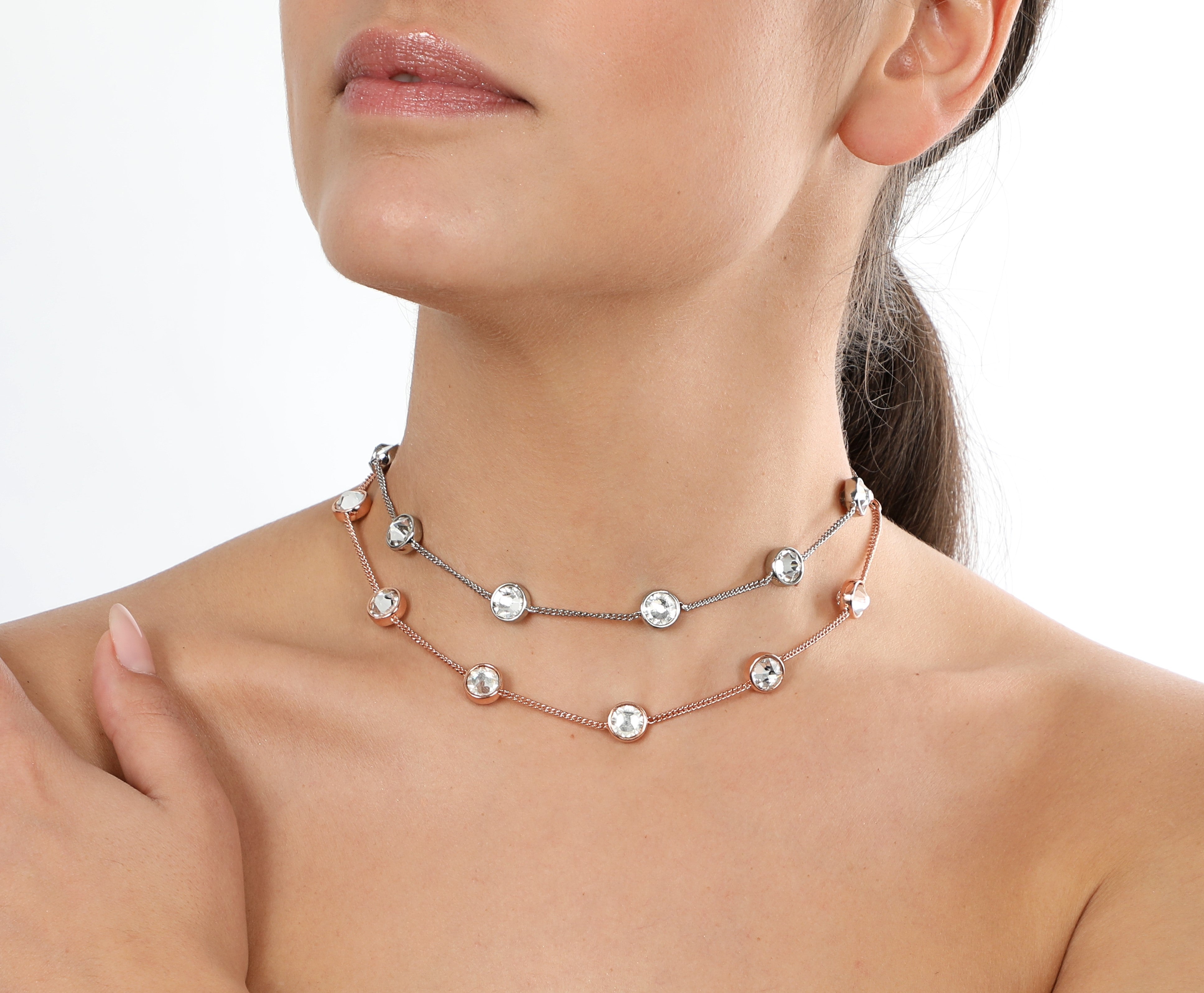 Girocollo a catenella con cristalli punto luce Amea Luxury_3