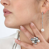 Orecchini pendenti con cristalli e perla finale Amea Luxury_4