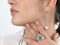 Orecchini pendenti con cristalli e perla finale Amea Luxury_4